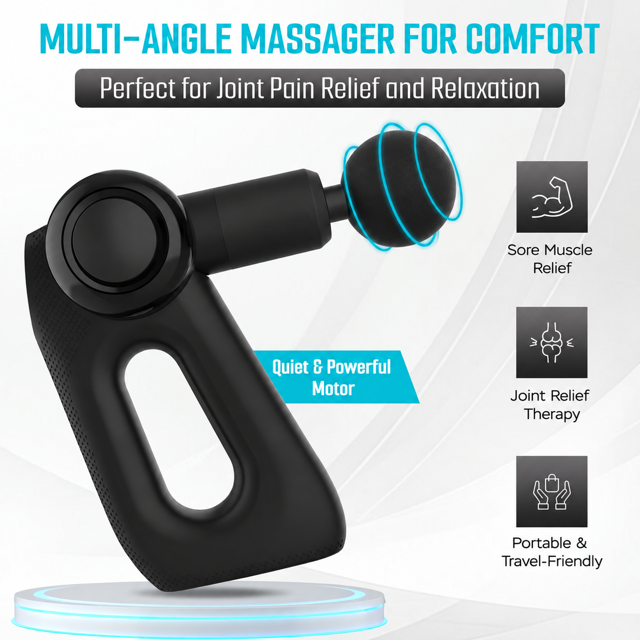 Reckx 180° massage gun multi-angle head for comfort