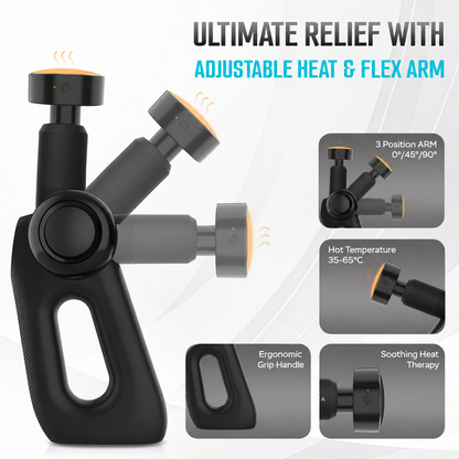 Reckx 180° massage gun adjustable heat and flex arm, 3 positions