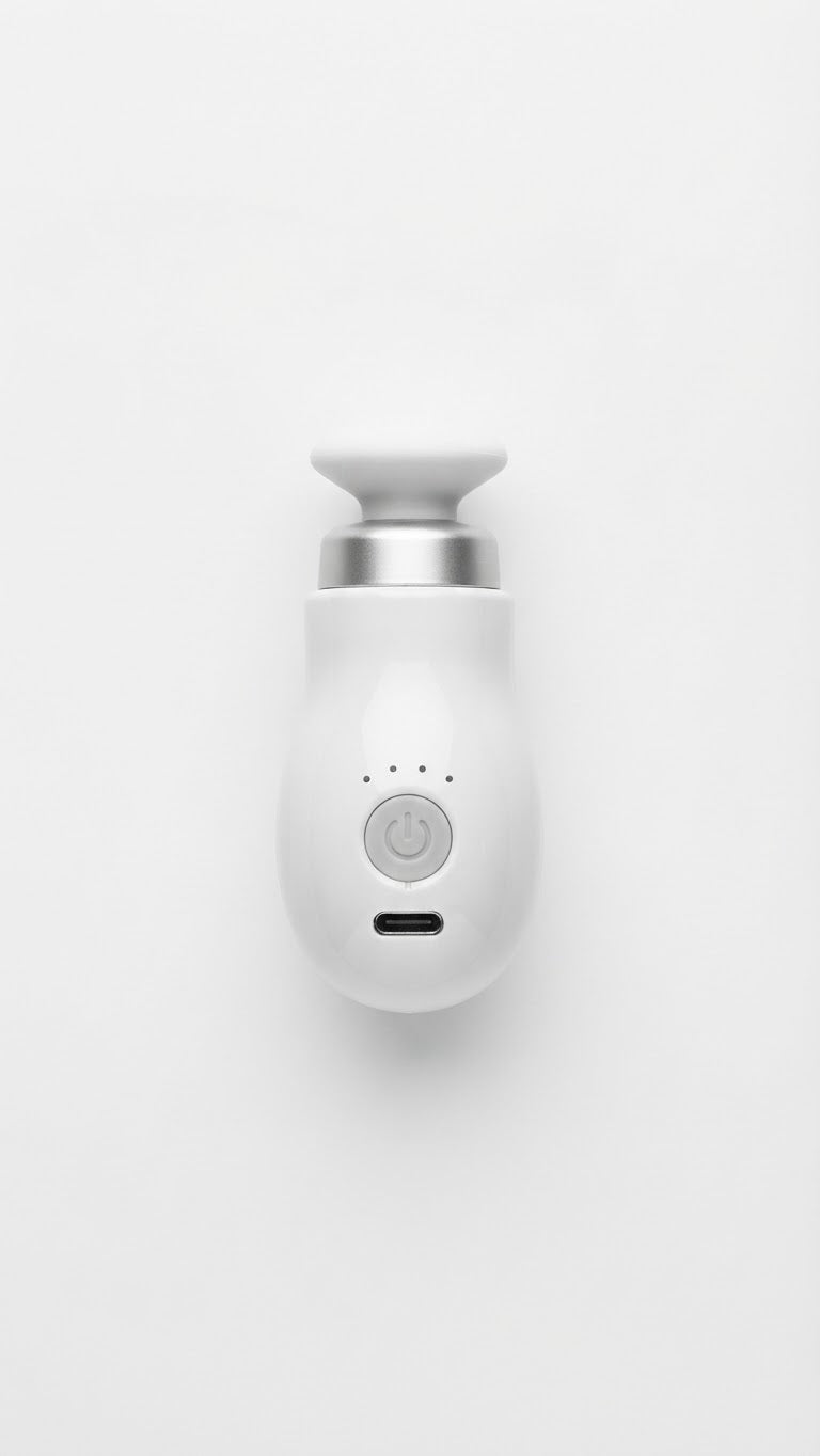 Reckx Pocket Massage Gun, USB-C charging port and power button